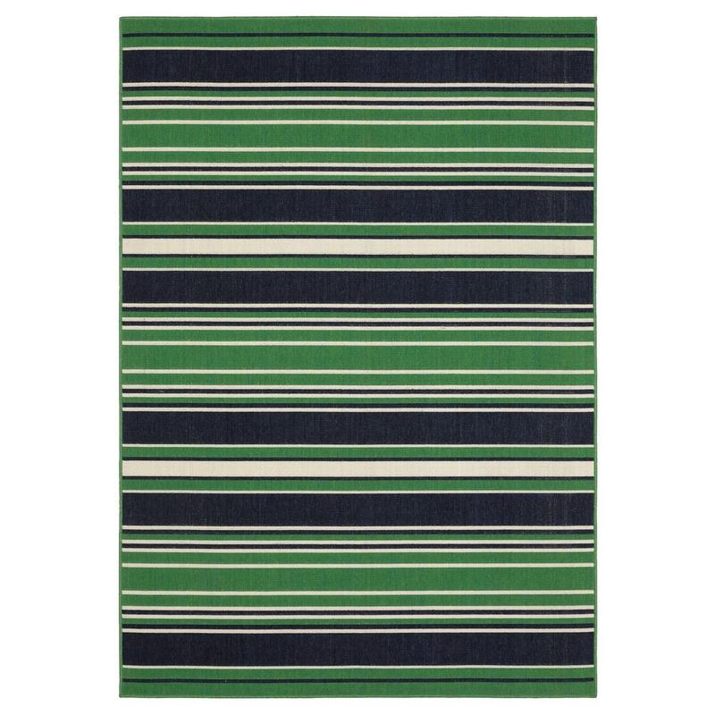 Havana HAV05 Green/ Navy Indoor/Outdoor Area Rug - 5'3" x 7'3"