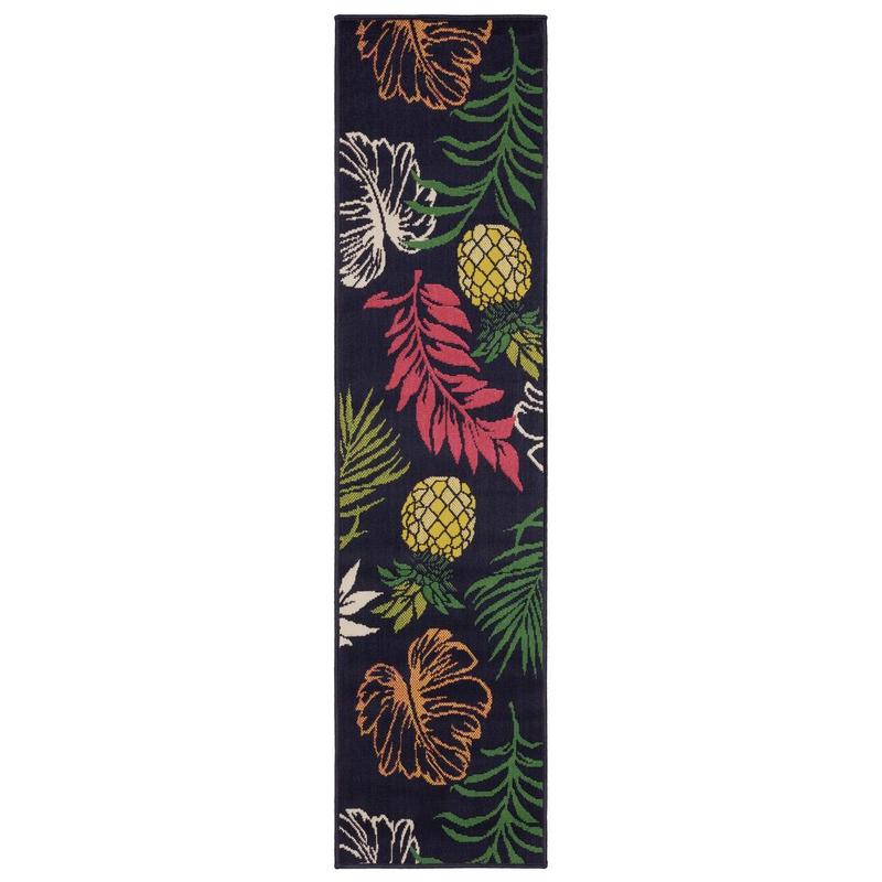 Havana HAV07 Navy/ Multi Indoor/Outdoor Area Rug - 1'10" x 7'3"