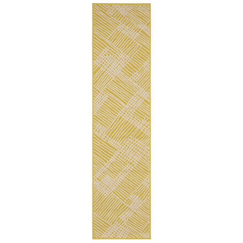 Havana HAV08 Yellow/ Ivory Indoor/Outdoor Area Rug - 1'10" x 7'3"