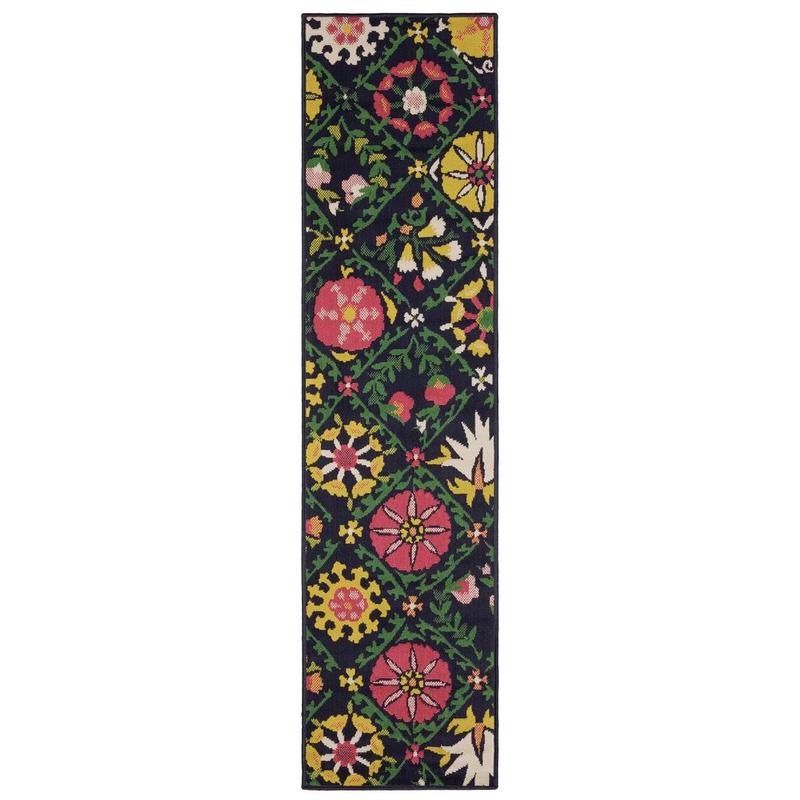 Havana HAV09 Navy/ Multi Indoor/Outdoor Area Rug - 1'10" x 7'3"