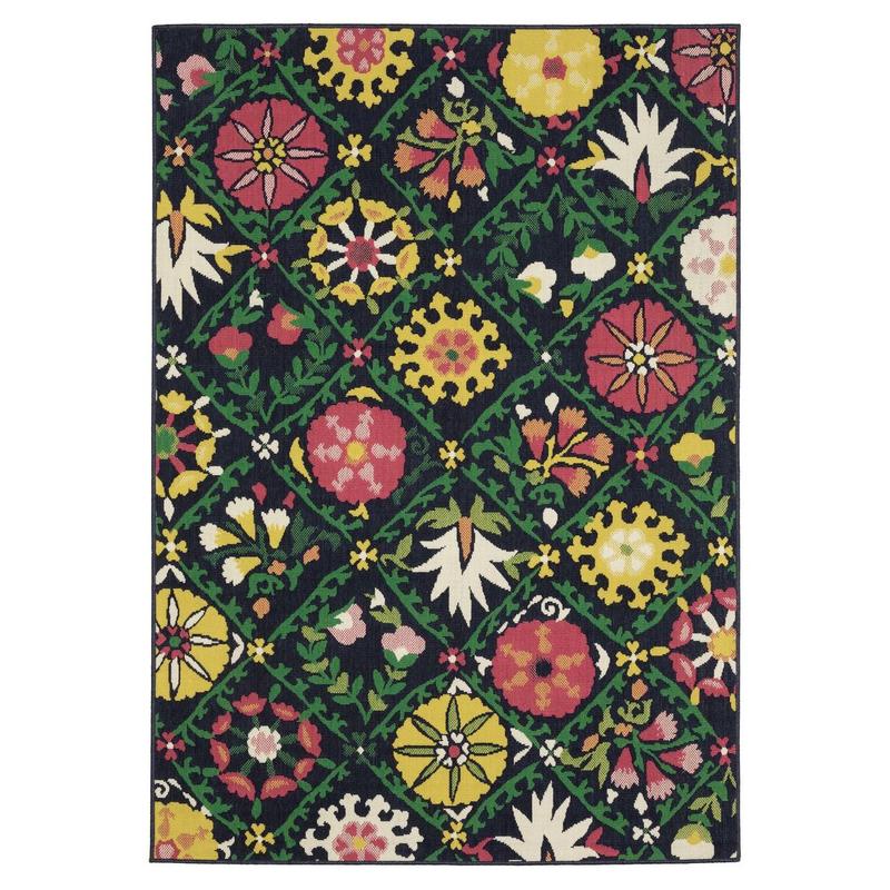 Havana HAV09 Navy/ Multi Indoor/Outdoor Area Rug - 3'3" x 5'