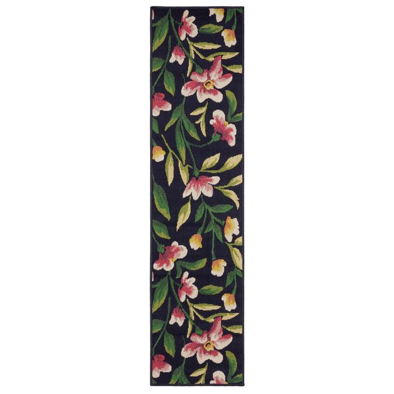 Havana HAV12 Navy/ Multi Indoor/Outdoor Area Rug - 1'10" x 7'3"