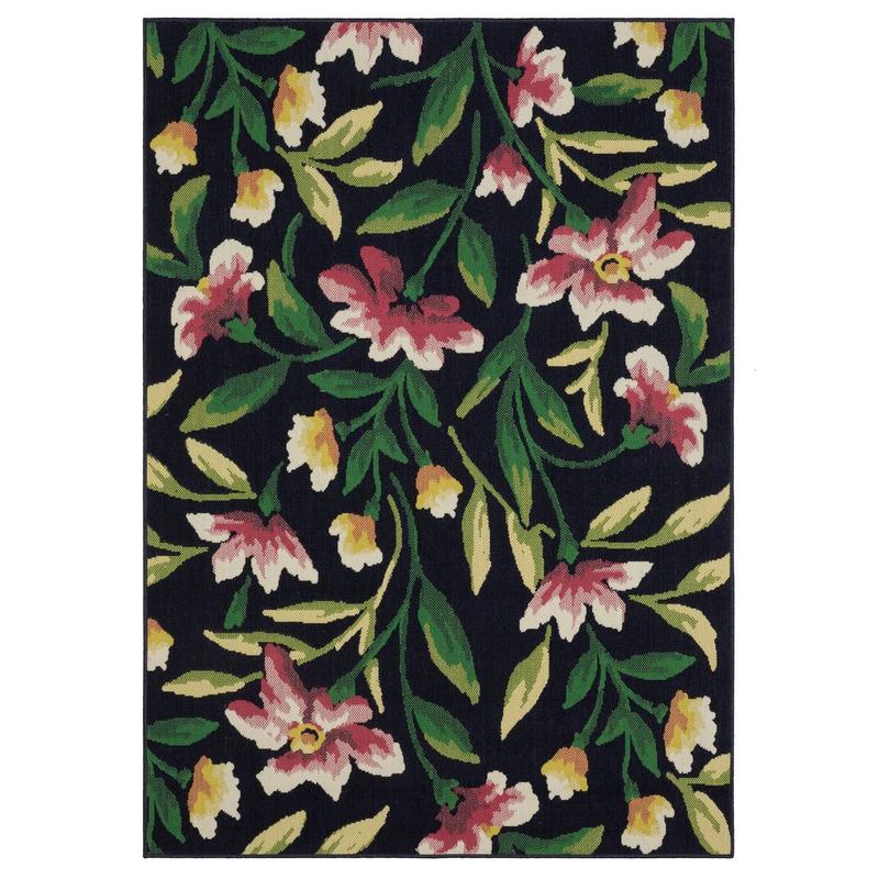Havana HAV12 Navy/ Multi Indoor/Outdoor Area Rug - 9'10" x 12'10"