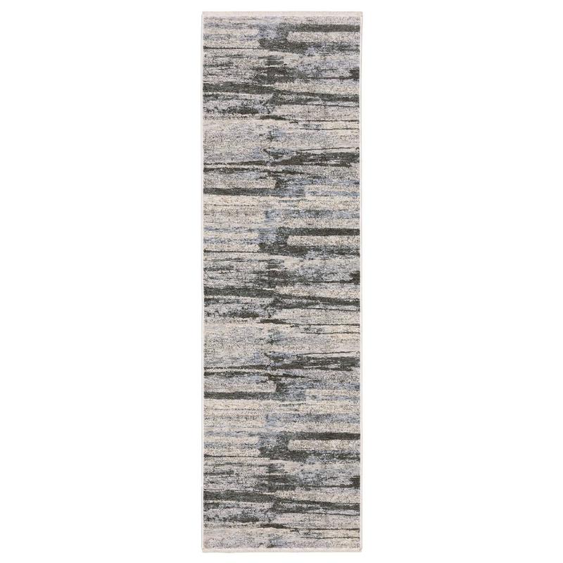 Hayden HAY07 Grey/ Ivory Indoor Area Rug - 2'3" x 7'6"