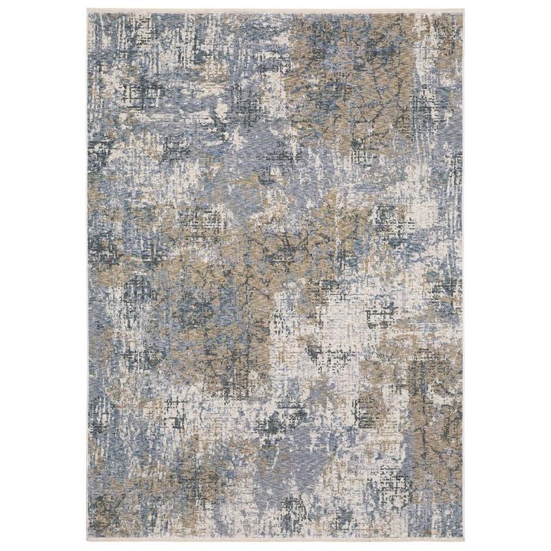 Hayden HAY08 Beige/ Blue Indoor Area Rug - 6'7" x 9'6"
