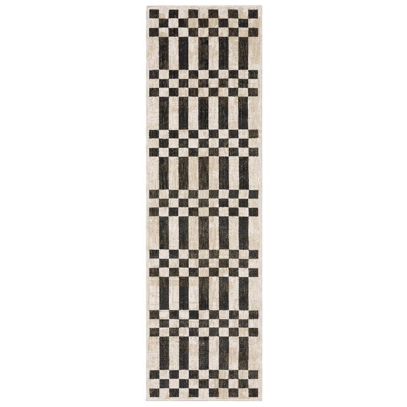 Hunter HNT10 Beige/ Black Indoor Area Rug