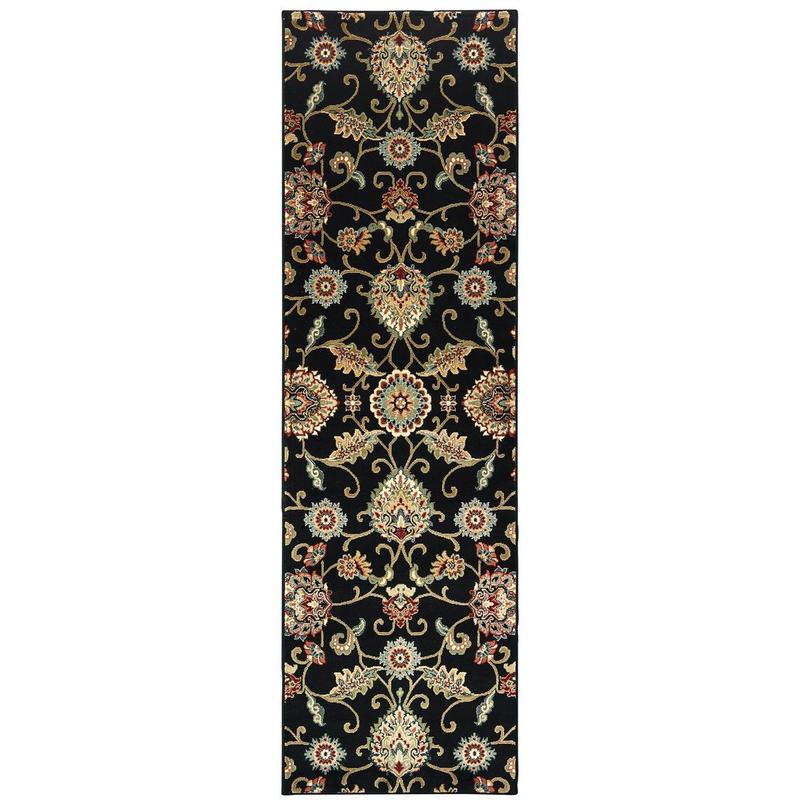 Kashan 9946K Black/ Multi Indoor Area Rug - 2'3" x 7'6"