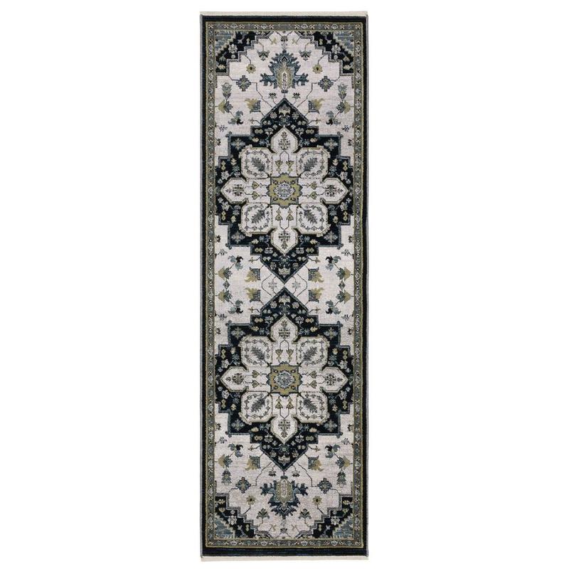 Keira KEI04 Blue/ Grey Indoor Area Rug - 2'3" x 7'6"