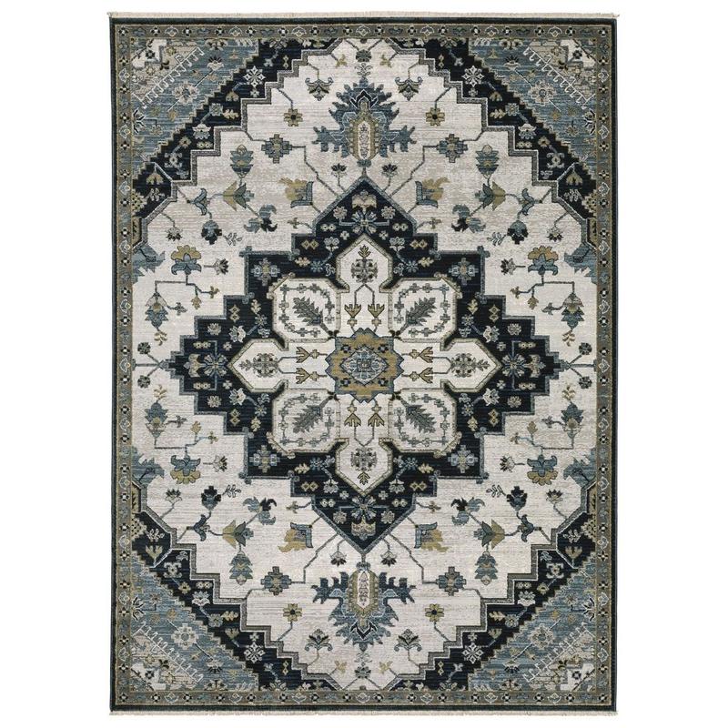 Keira KEI04 Blue/ Grey Indoor Area Rug - 3'3" x 5'
