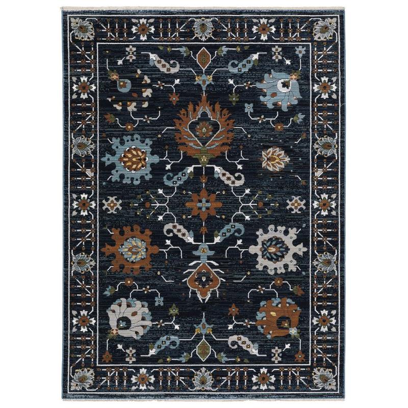 Keira KEI08 Navy/ Rust Indoor Area Rug - 3'3" x 5'