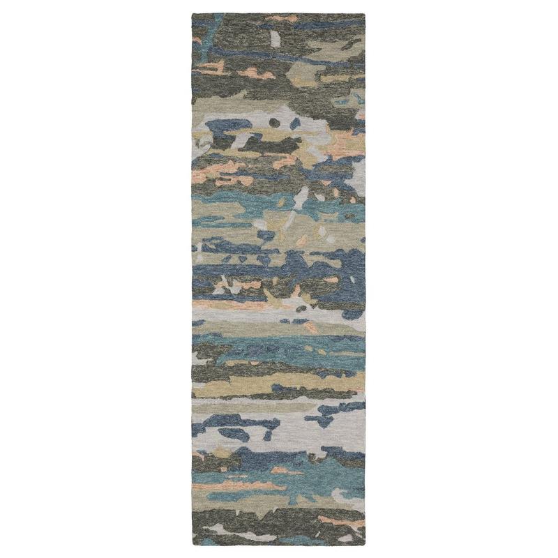 Kipton KIP01 Grey/ Blue Indoor Area Rug - 2'6" x 8'