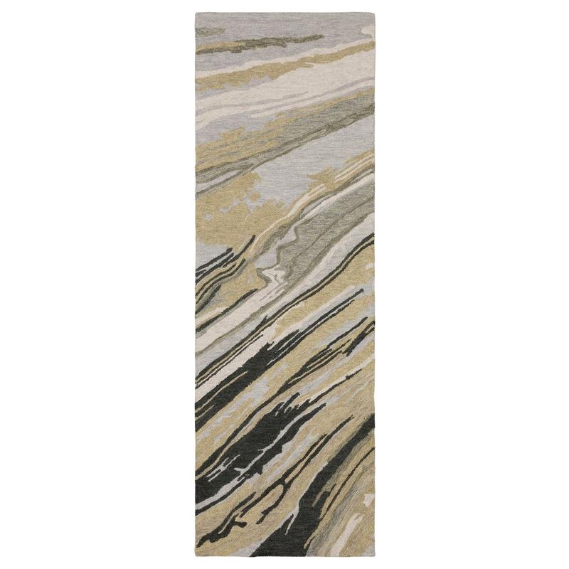 Kipton KIP05 Grey/ Golden Tan Indoor Area Rug - 2'6" x 8'