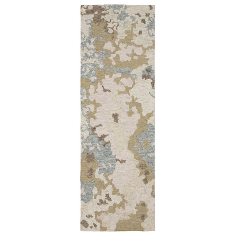 Kipton KIP06 Beige/ Blue Indoor Area Rug - 2'6" x 8'