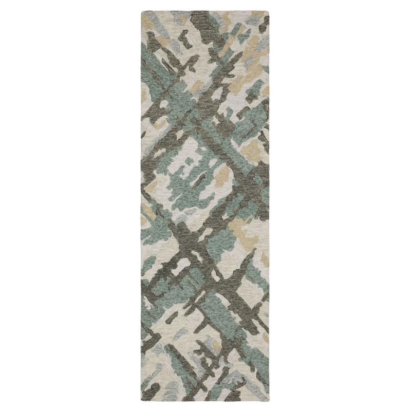 Kipton KIP08 Grey/ Teal Indoor Area Rug - 2'6" x 8'