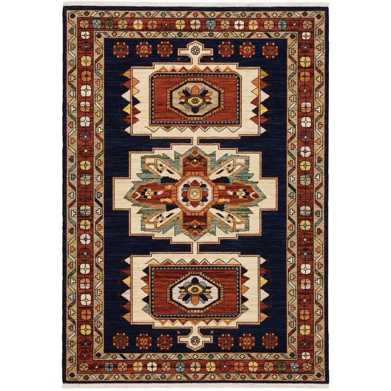 Lilihan 090B6 Blue/ Red Indoor Area Rug - 6'7" x 9'6"