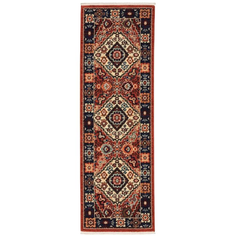 Lilihan 2061V Red/ Blue Indoor Area Rug - 2' x 6'