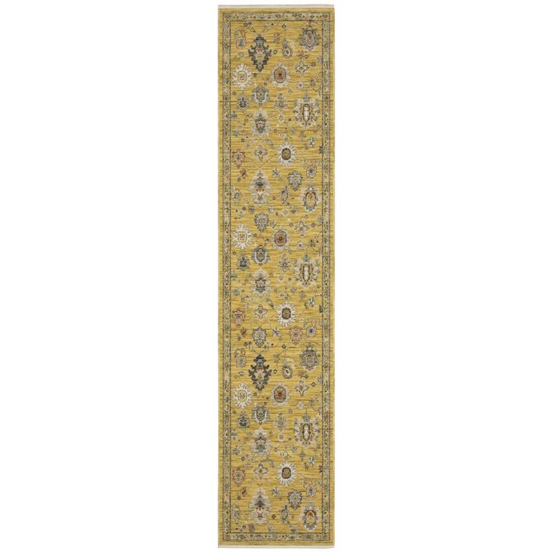 Lucca 2863G Yellow/ Multi Indoor Area Rug - 2'6" x 12'