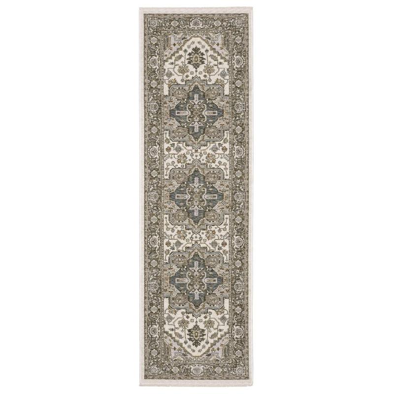 Maharaja 1144Y Ivory/ Gold Indoor Area Rug - 2'3" x 7'6"