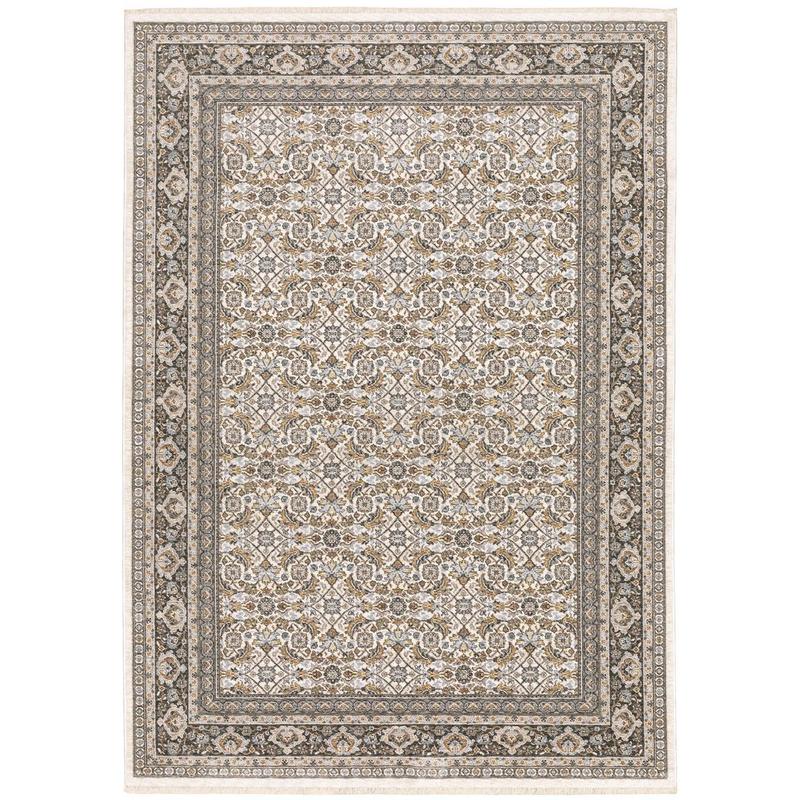 Maharaja 2061N Ivory/ Grey Indoor Area Rug - 5'3" x 7'6"