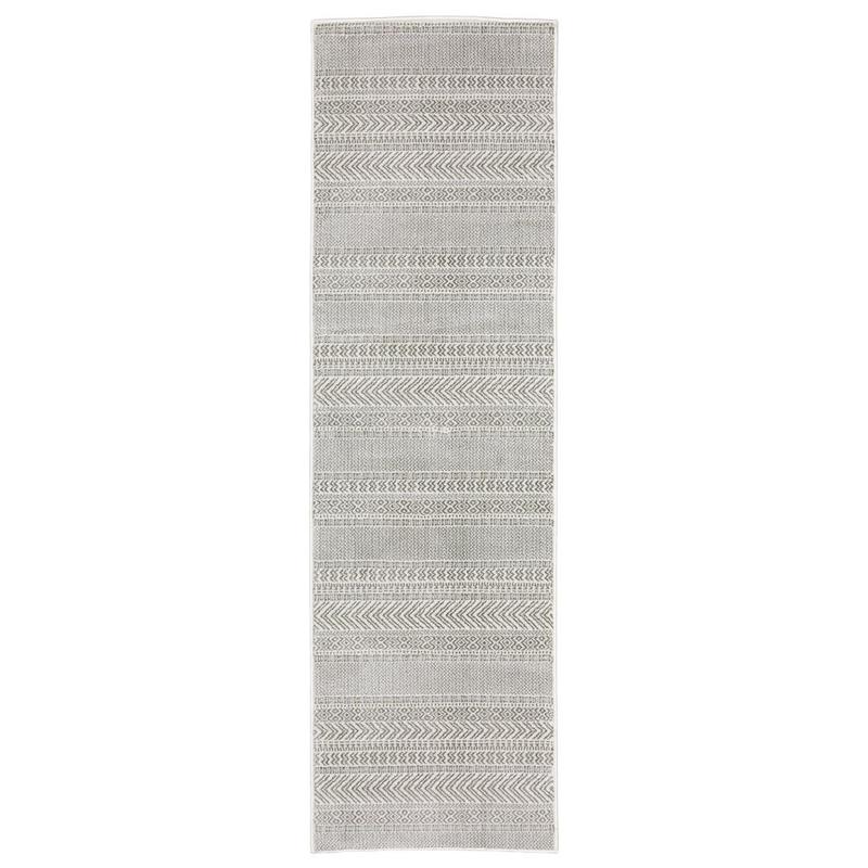 Montecito 4929E White/ Grey Indoor Area Rug - 2'3" x 7'6"