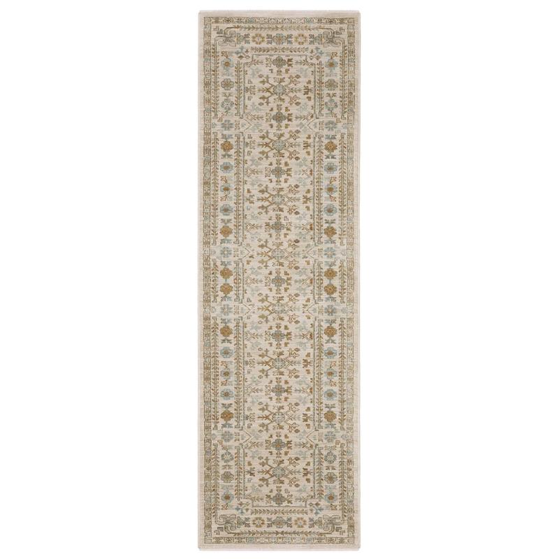 Maeve MAE01 Ivory/ Teal Indoor Area Rug - 2'3" x 7'6"