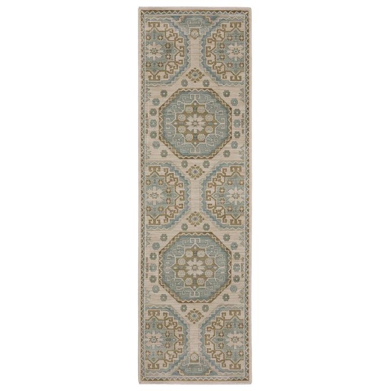 Maeve MAE03 Beige/ Teal Indoor Area Rug - 2'3" x 7'6"