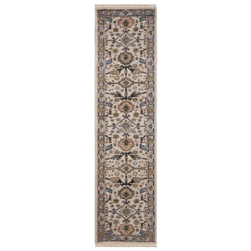 Majorca MAJ01 Ivory/ Light Blue Indoor Area Rug - 2'6" x 10'