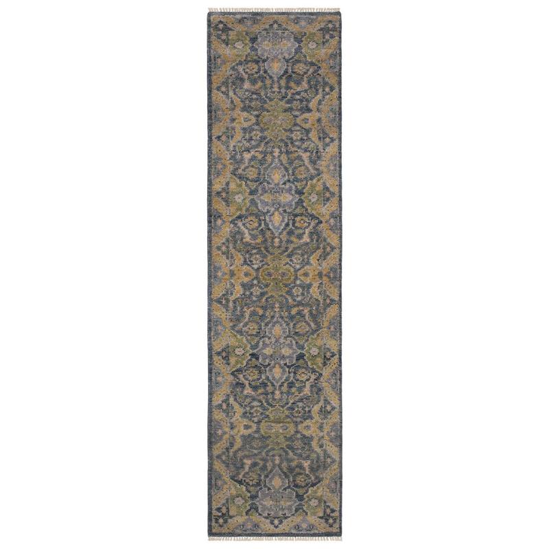 Majorca MAJ03 Blue/ Green Indoor Area Rug - 2'6" x 10'
