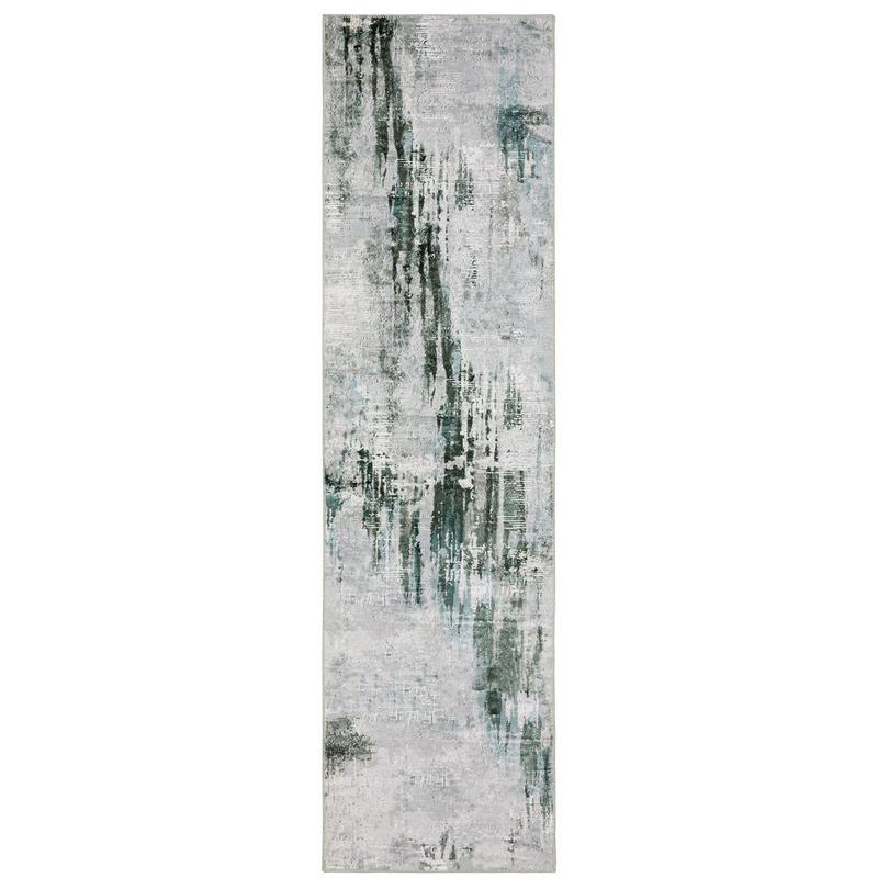 Malibu MAL03 Grey/ Teal Indoor Area Rug