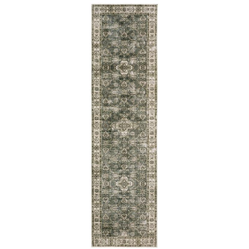 Malibu MAL04 Green/ Beige Indoor Area Rug - 2' x 8'