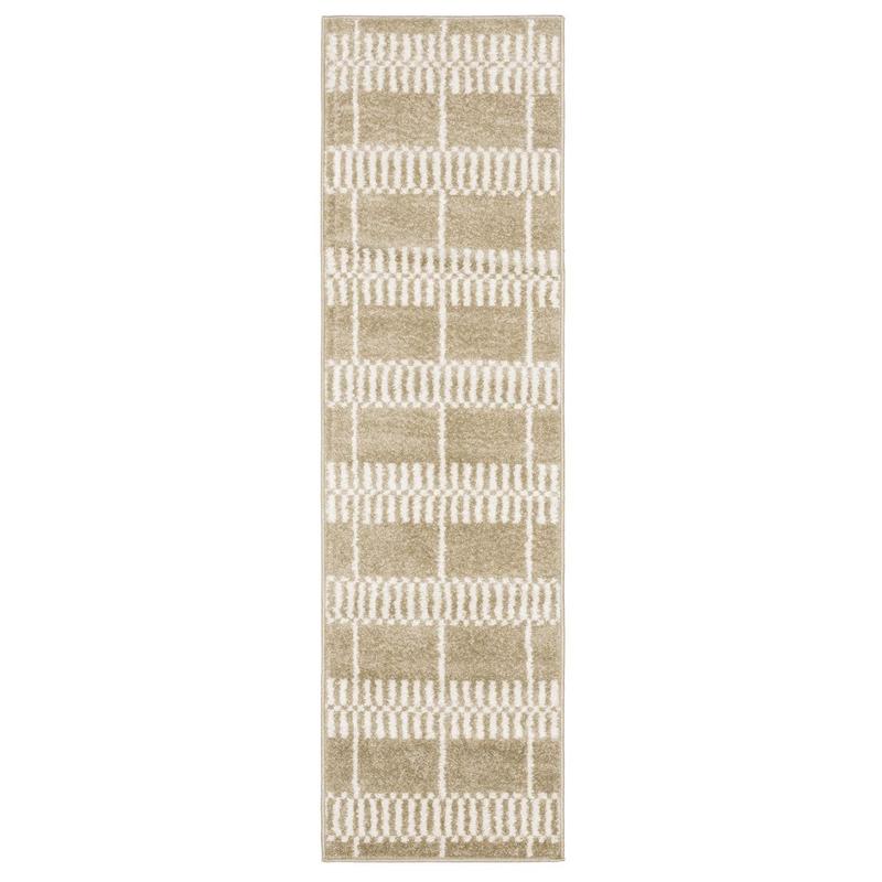 Quinn QUI05 Beige/ Ivory Indoor Area Rug - 2' x 7'
