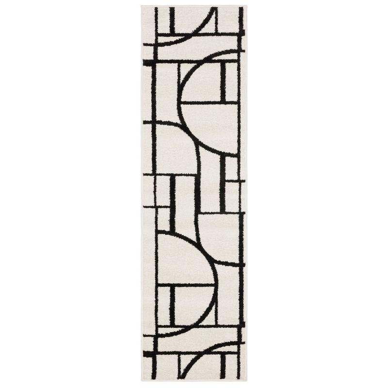 Quinn QUI06 Ivory/ Black Indoor Area Rug - 2' x 7'