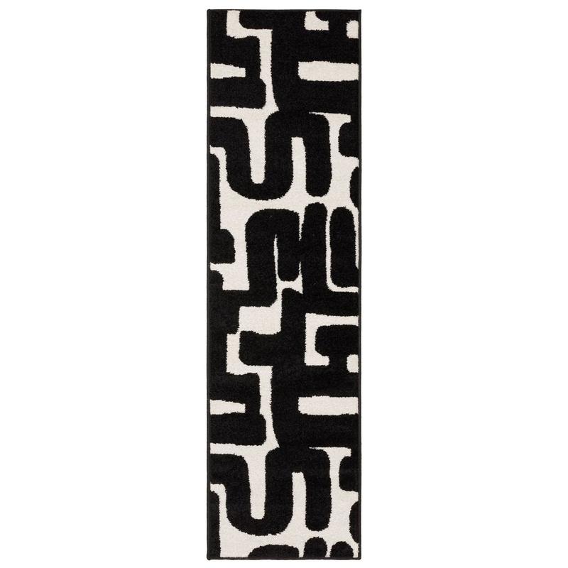 Quinn QUI08 Black/ Ivory Indoor Area Rug - 2' x 7'