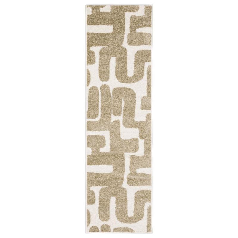Quinn QUI09 Beige/ Ivory Indoor Area Rug - 2' x 7'