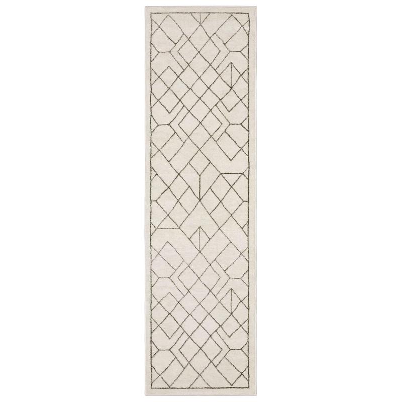Raylan RAY06 Ivory/ Taupe Indoor Area Rug - 2'3" x 7'6"