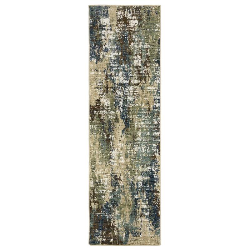 Reed RE06A Blue/ Green Indoor Area Rug - 2'3" x 7'6"