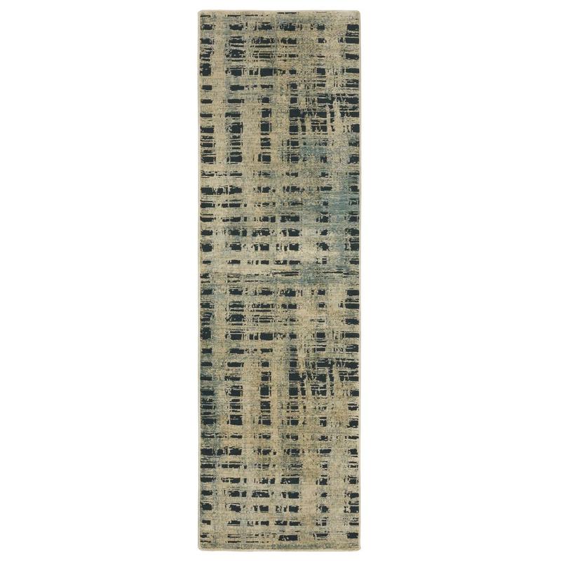 Reed RE07B Beige/ Blue Indoor Area Rug - 2'3" x 7'6"