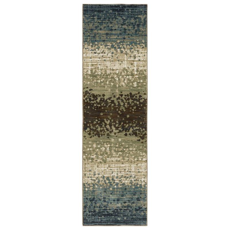 Reed RE08A Blue/ Brown Indoor Area Rug - 2'3" x 7'6"