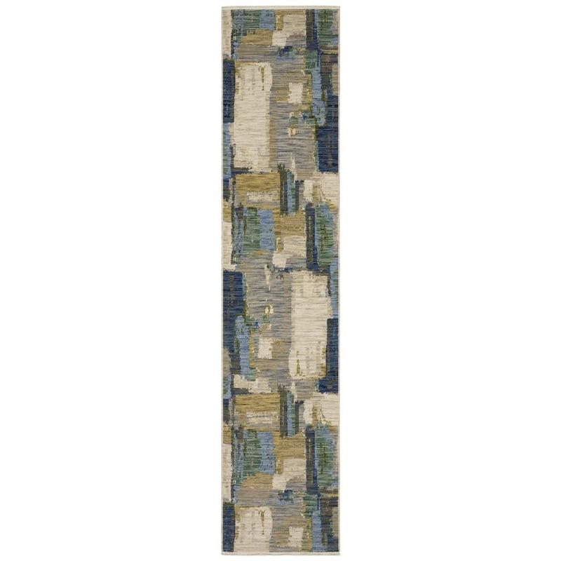 Soleri SOL05 Blue/ Green Indoor Area Rug - 2'6" x 12'