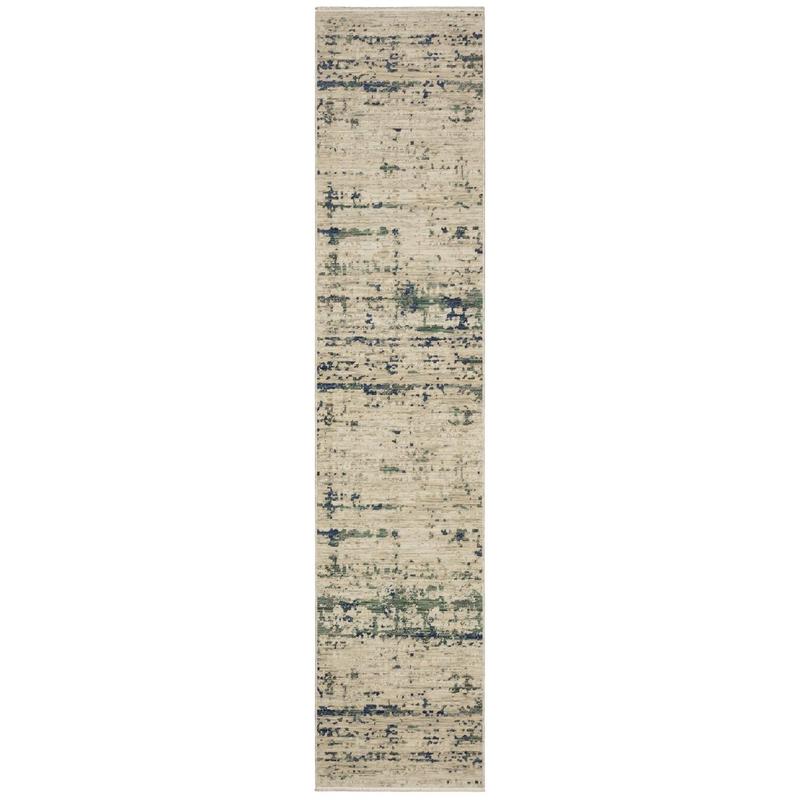 Soleri SOL08 Beige/ Green Indoor Area Rug - 2'6" x 12'